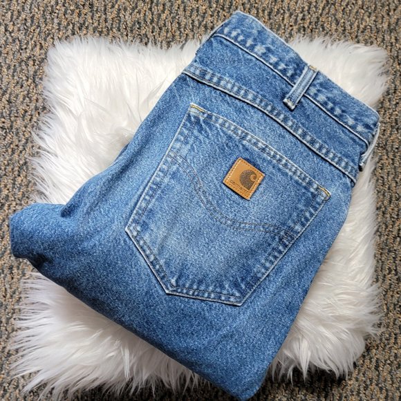 EUC Carhartt Women's Blue Flannel Lined Jeans 32x30 Super Warm!!! - Picture 12 of 13